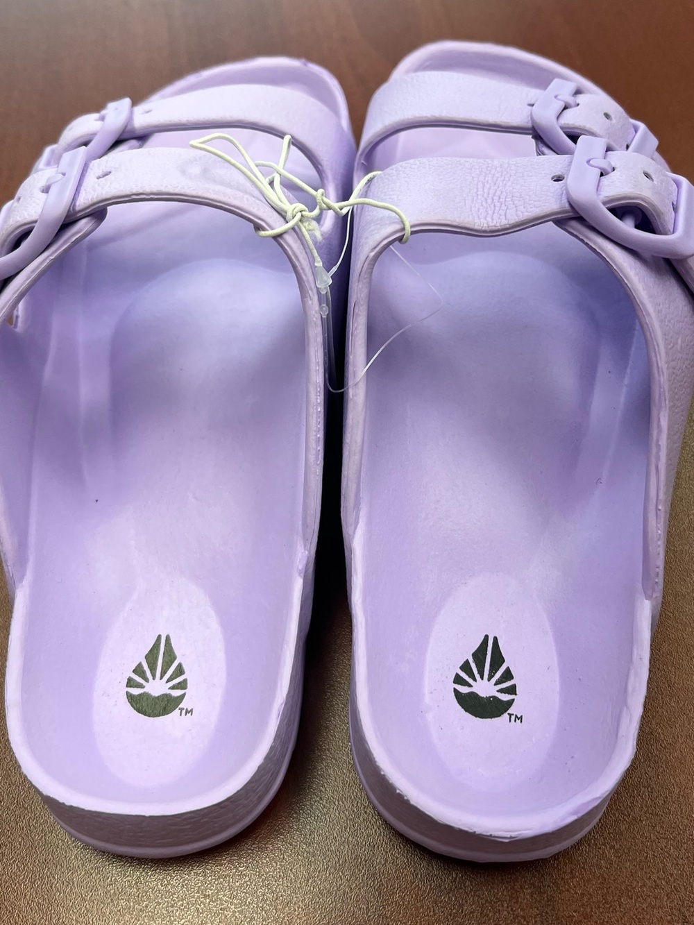 Women's Double-Buckle Slide Sandals in Lavender